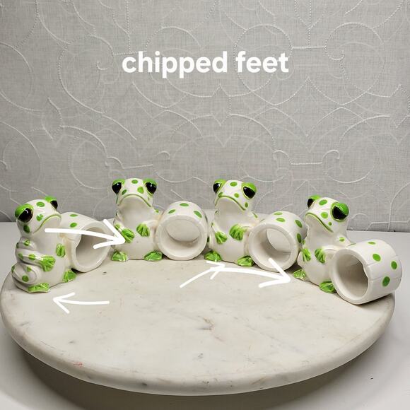 VTG Schmid Bros Frog Napkin Rings Ceramic Green White Hand Painted Japan 4 - Picture 16 of 16